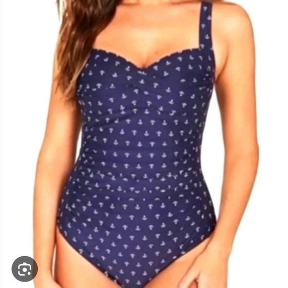 NIP Tuck Women's One Piece Swimsuit Blue, Multi-Cup Lift, Ruched 10 - Picture 1 of 9